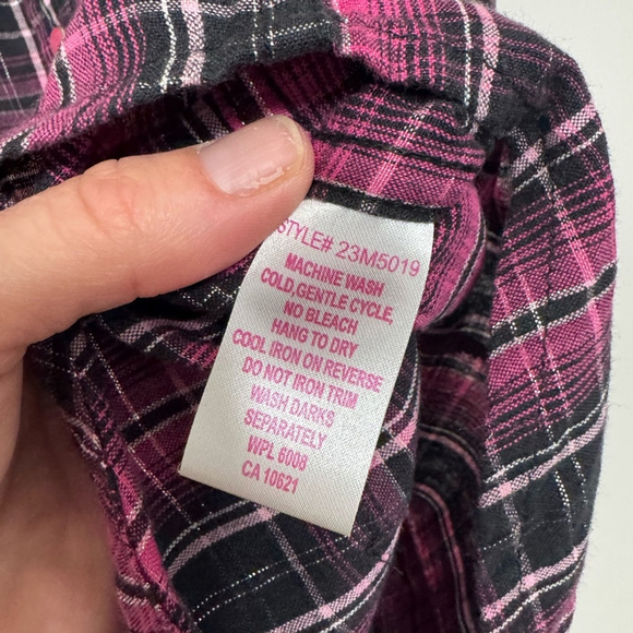 Panhandle Slim Pink Black Plaid Western Shirt Women’s Small Short Sleeve Snap - Picture 7 of 12